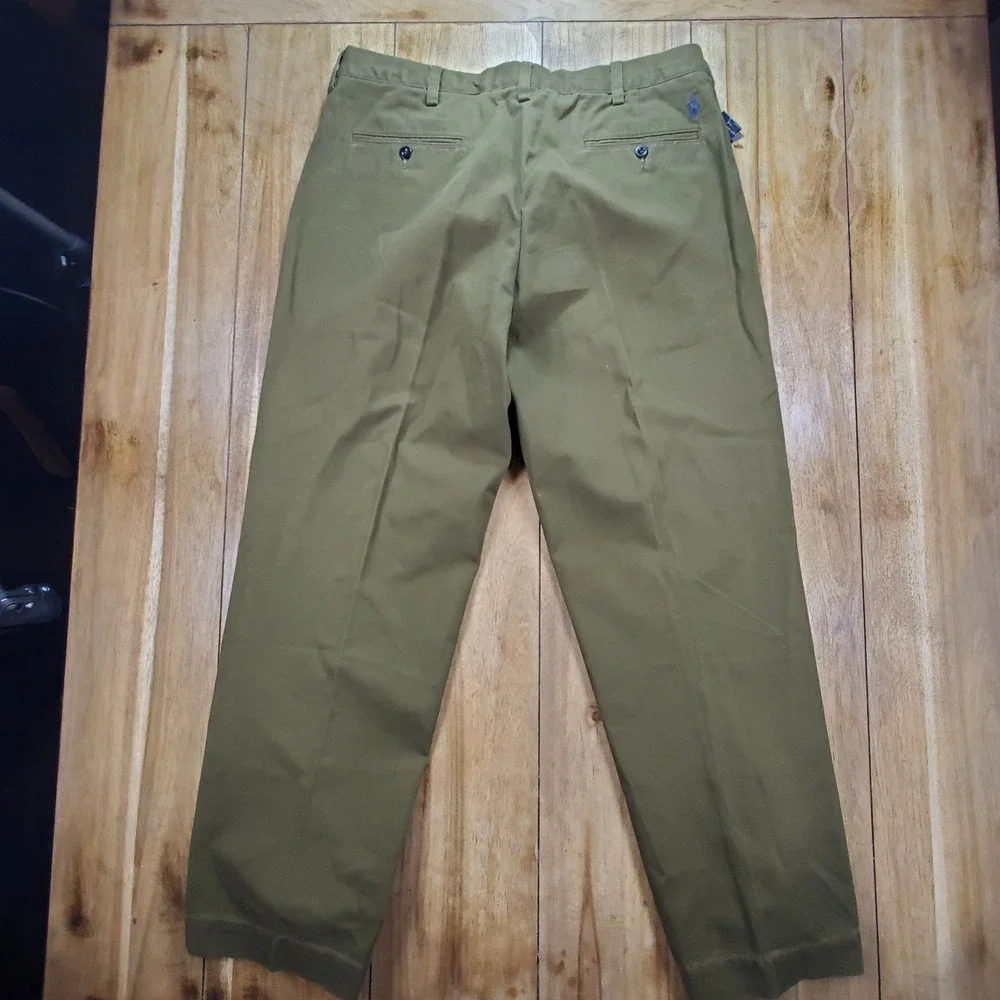 New Vintage Polo Ralph Lauren Preston Pant Men 34x30 Olive Green Chino Cotton